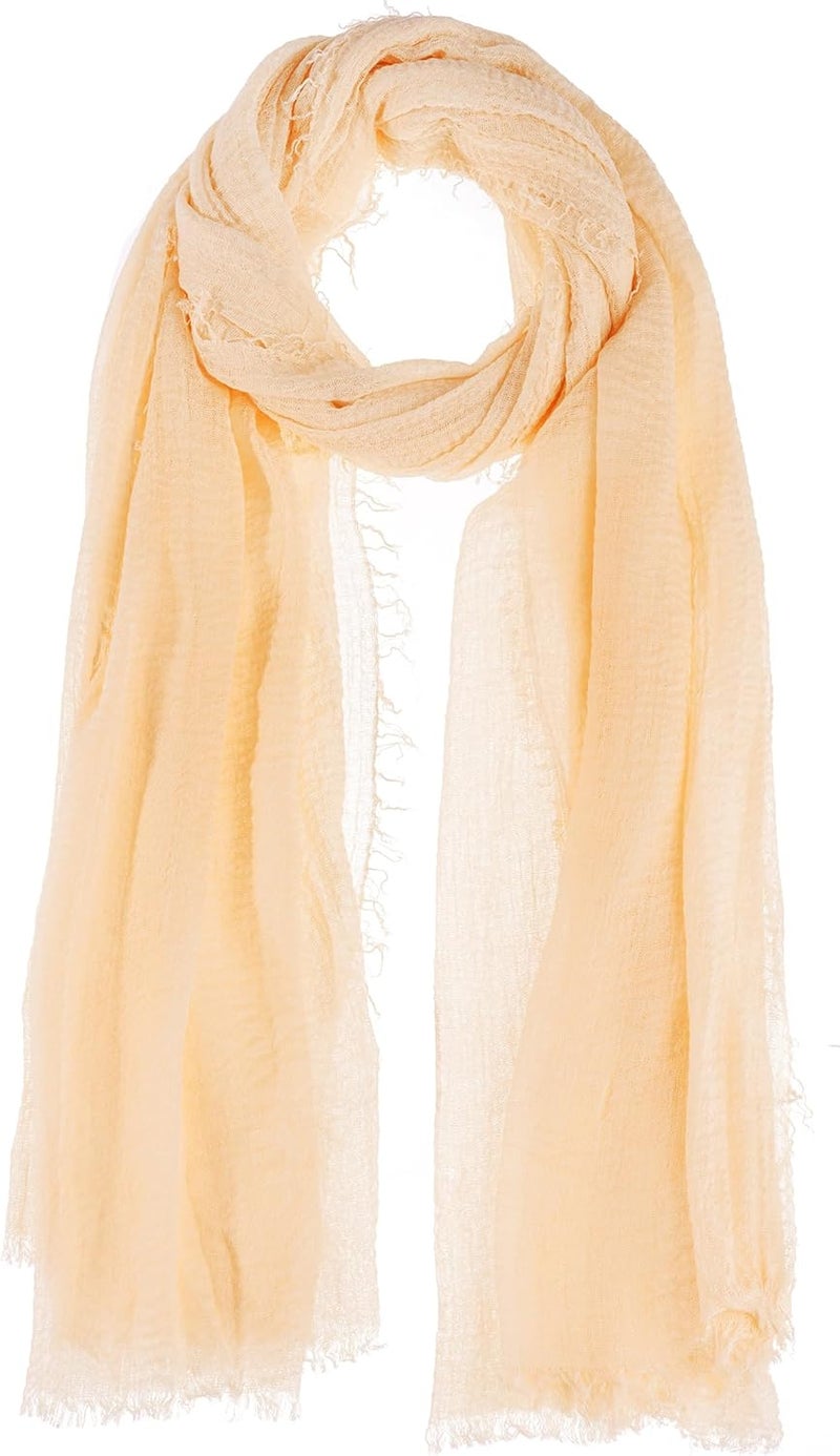 Nydotd Women Summer Cotton Linen Scarf Crinkle Long Beach Shawl Wrap hijab with Fringe - Image 1
